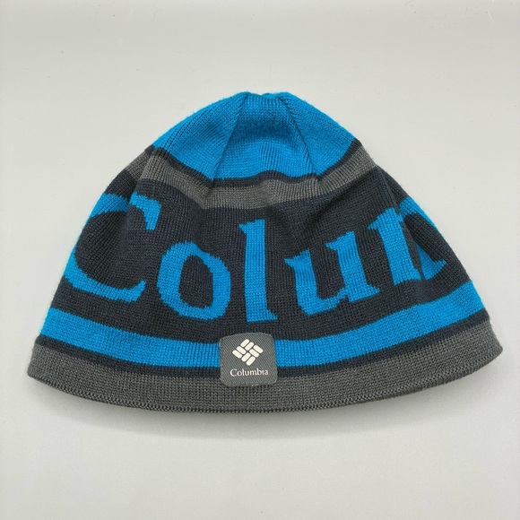 Columbia Omni-Heat Adult O/S Beanie Blue Gray Knit Outwear Athletic - Picture 1 of 5